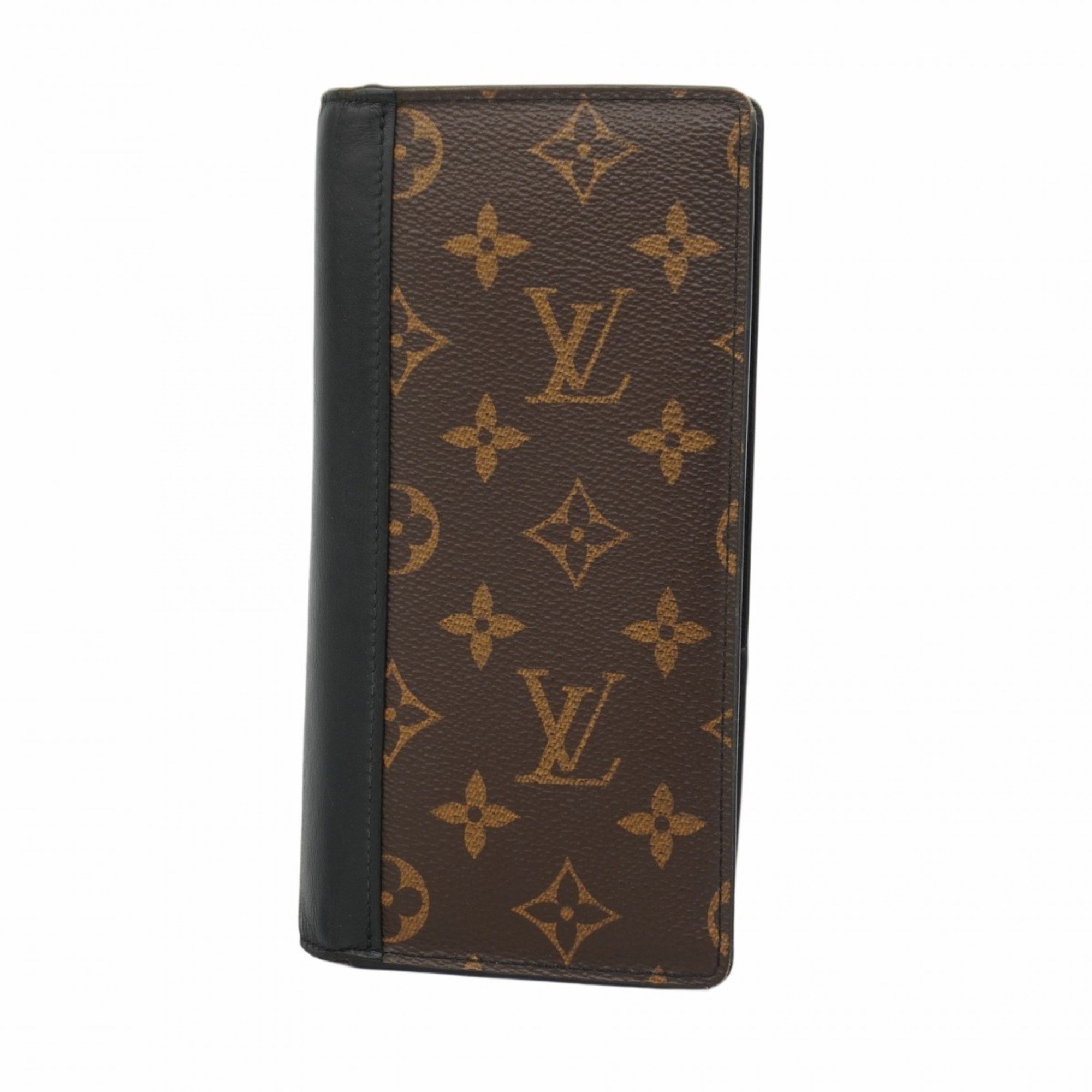 Louis Vuitton Long Wallet Monogram Macassar Portefeuille Brazza M69410 Brown Noir Men's