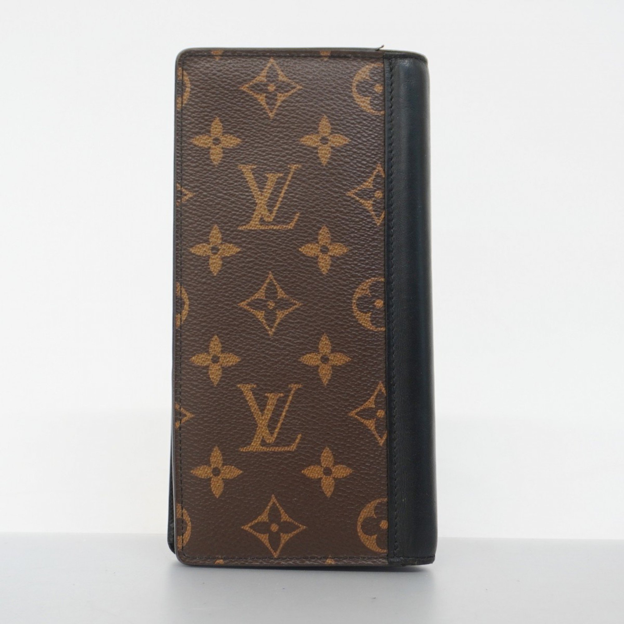 Louis Vuitton Long Wallet Monogram Macassar Portefeuille Brazza M69410 Brown Noir Men's