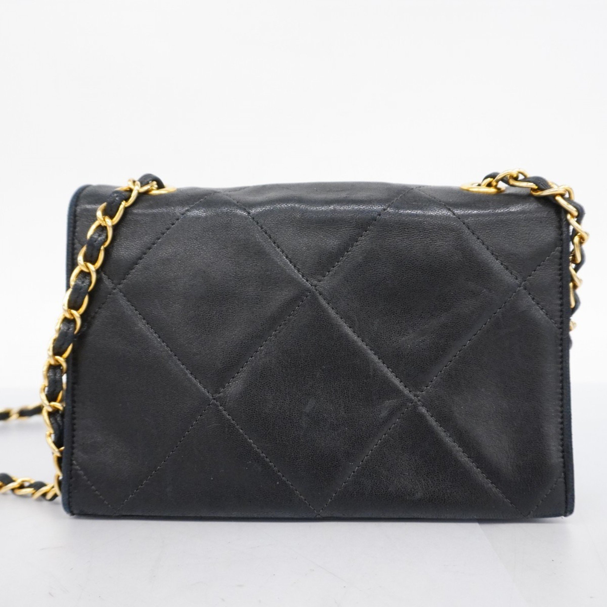 Chanel Shoulder Bag Chain Lambskin Black Women's