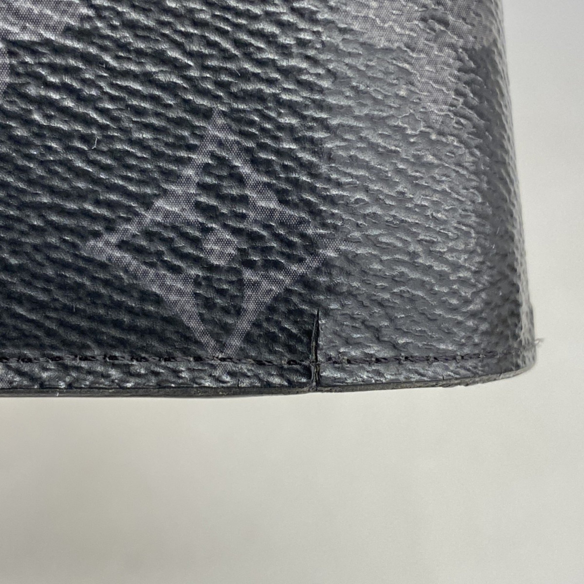 Louis Vuitton Long Wallet Monogram Eclipse Portefeuille Brazza M61697 Black Men's