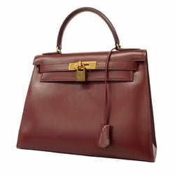 Hermes handbag Kelly 28 box calf Bordeaux 〇R engraved ladies