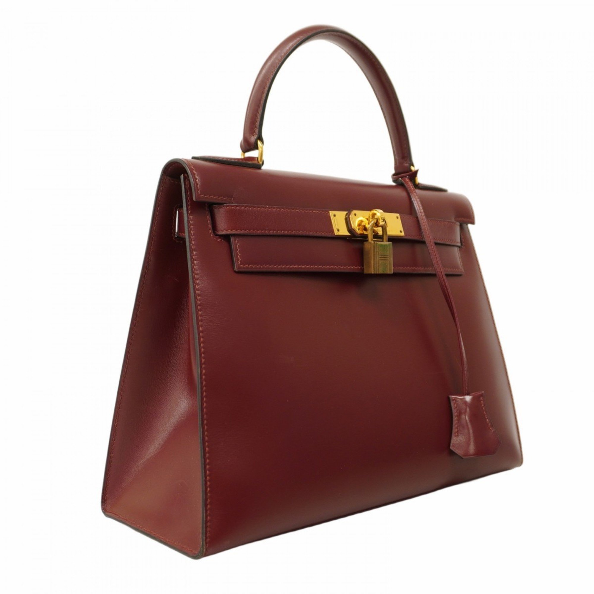 Hermes handbag Kelly 28 box calf Bordeaux 〇R engraved ladies