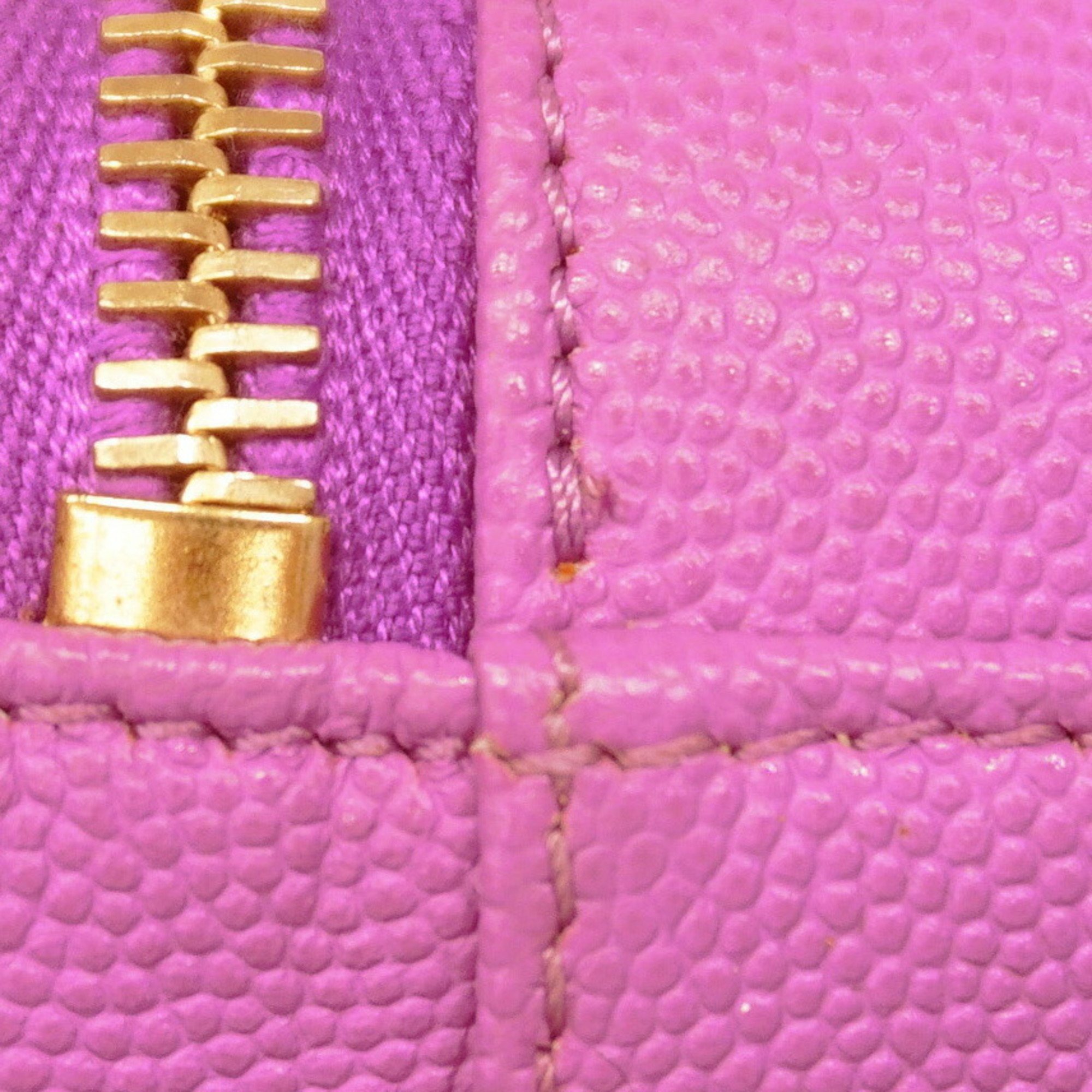 Chanel Shoulder Bag Matelasse Chain Filigree Caviar Skin Purple Champagne Ladies