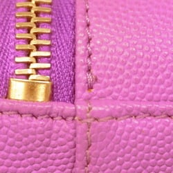 Chanel Shoulder Bag Matelasse Chain Filigree Caviar Skin Purple Champagne Ladies