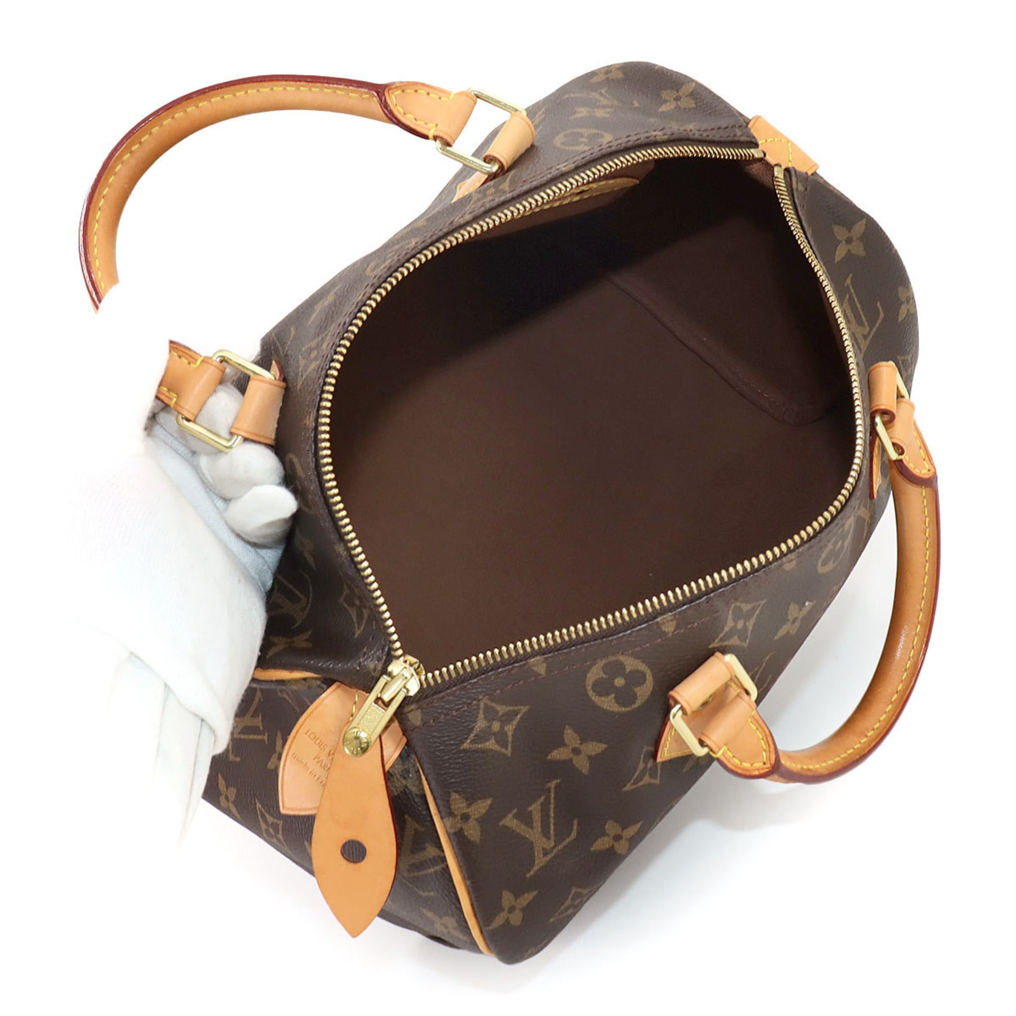 Louis Vuitton Monogram Speedy 30 Handbag Brown M41108 Gold Hardware