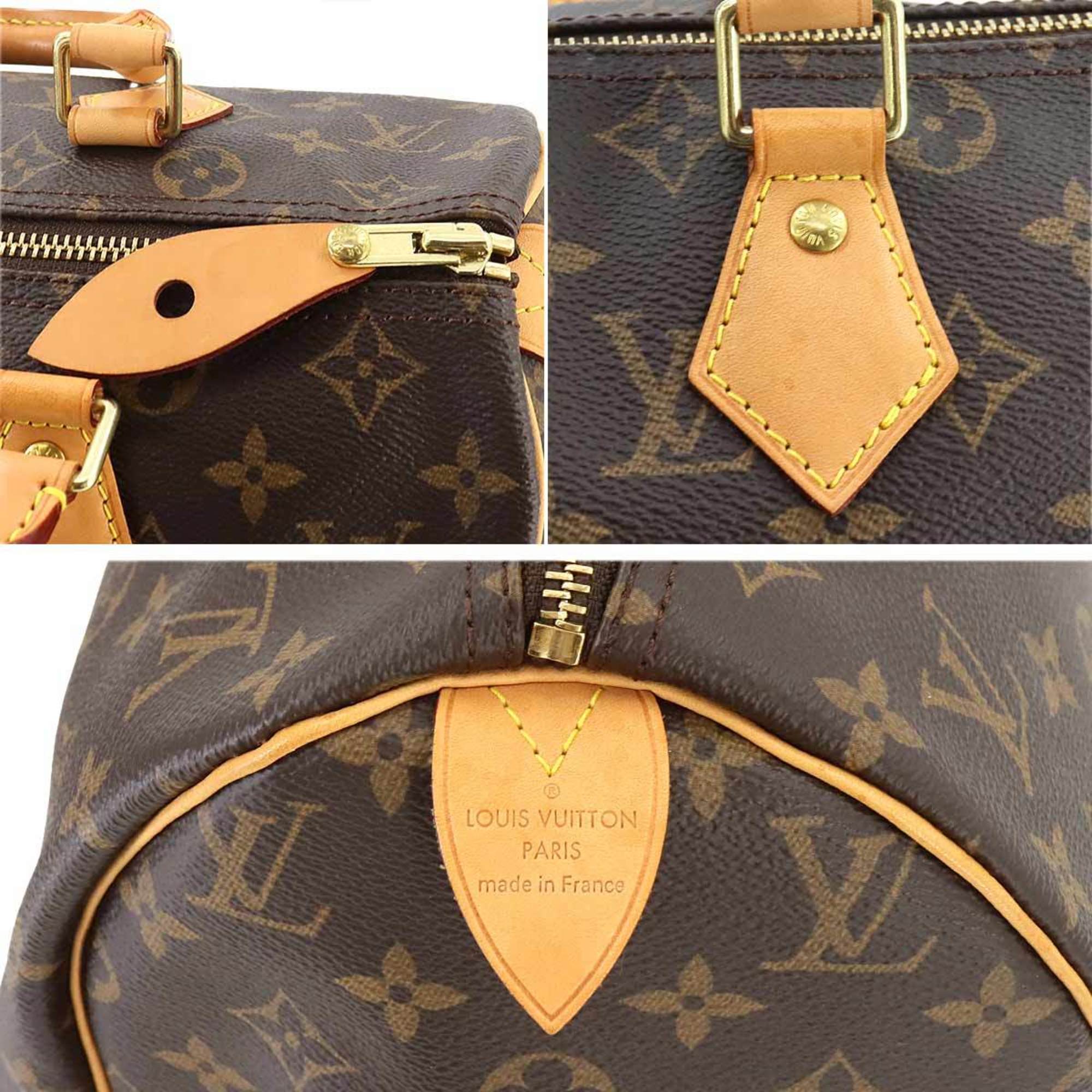 Louis Vuitton Monogram Speedy 30 Handbag Brown M41108 Gold Hardware