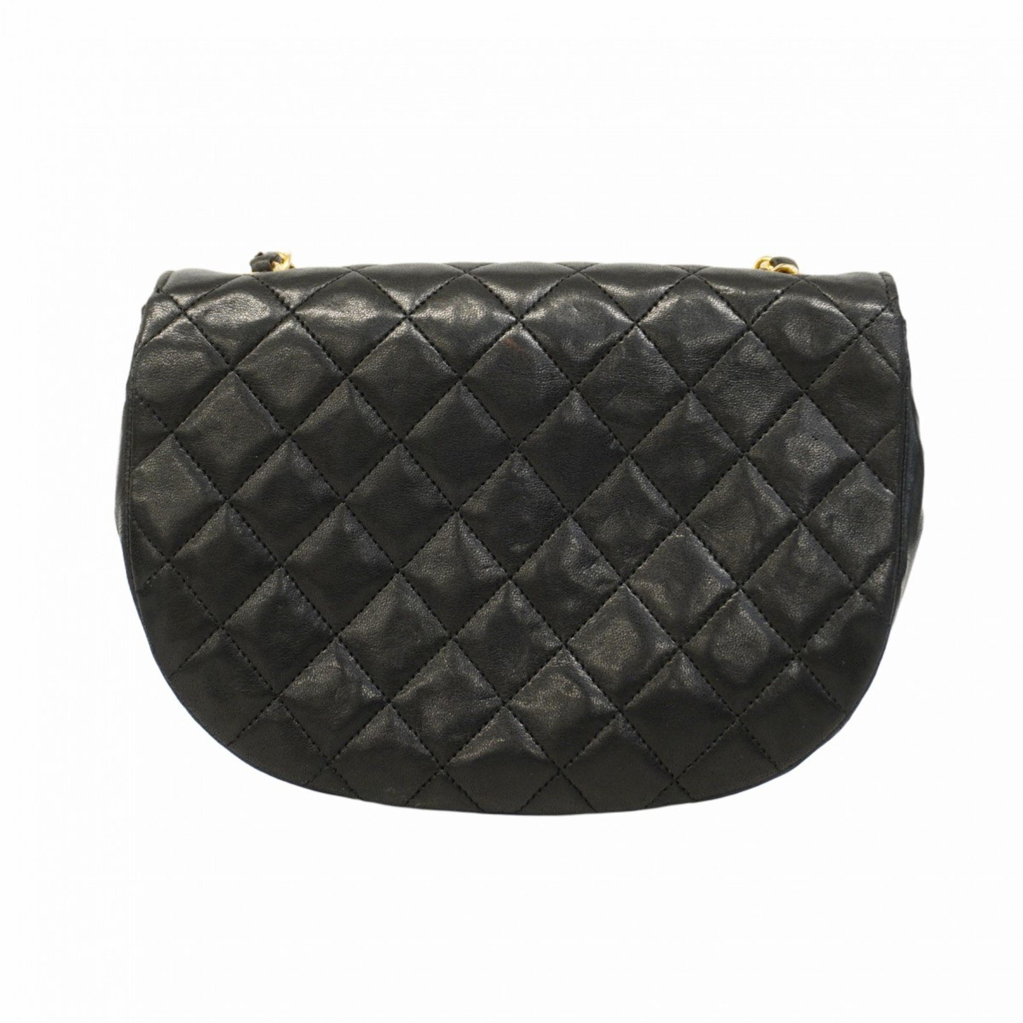 Chanel Shoulder Bag Matelasse Chain Lambskin Black Women's