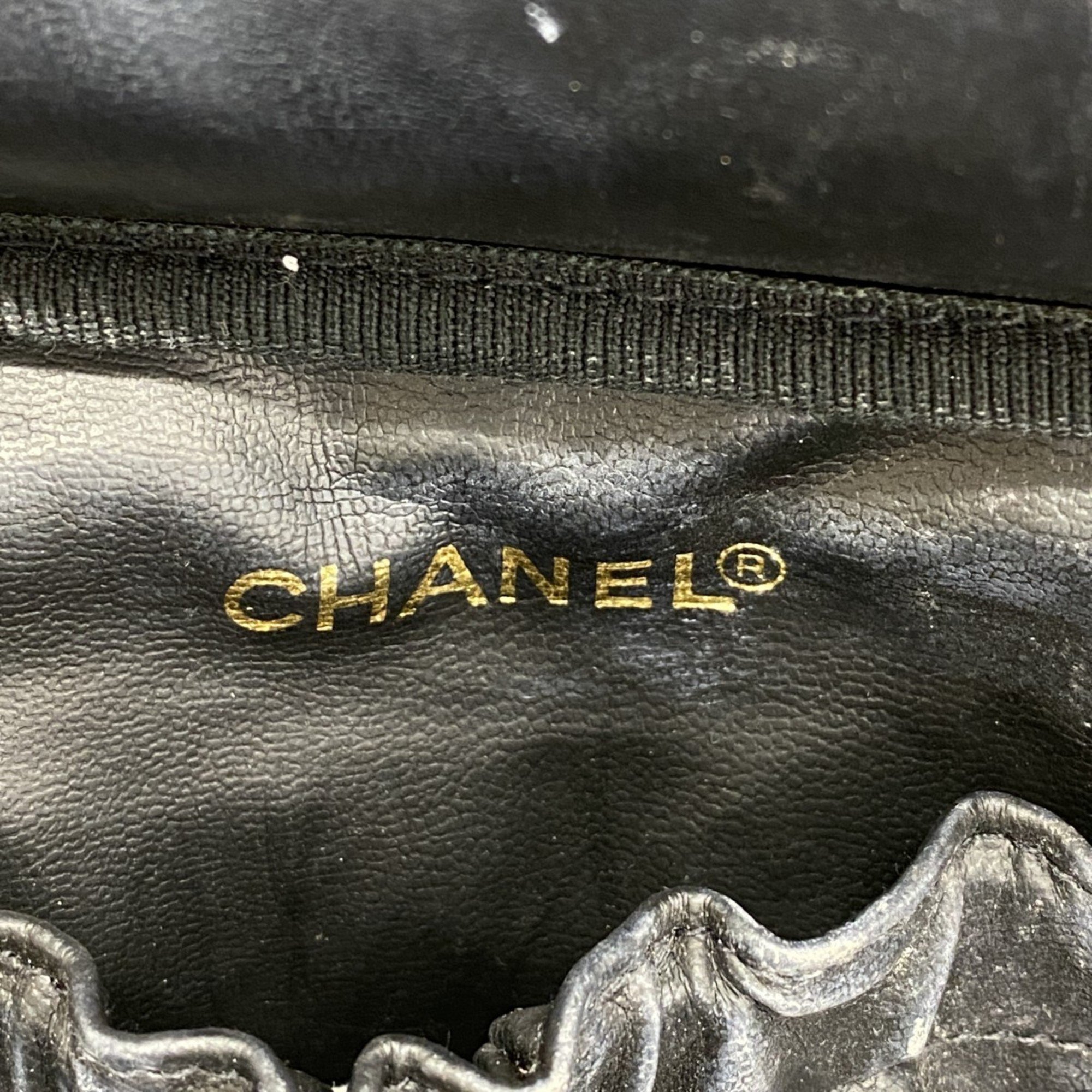 Chanel Vanity Bag Bicolor Leather Black Women's