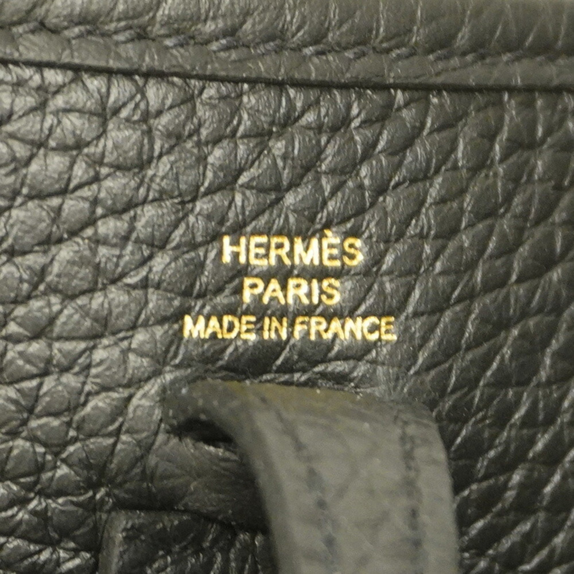 Hermes Shoulder Bag Evelyn TPM Taurillon Clemence Black W Engraved Ladies