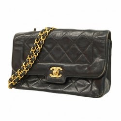 Chanel Shoulder Bag Matelasse Chain Lambskin Black Women's