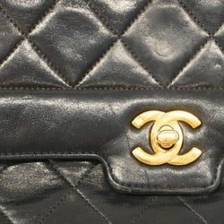 Chanel Shoulder Bag Matelasse Chain Lambskin Black Women's