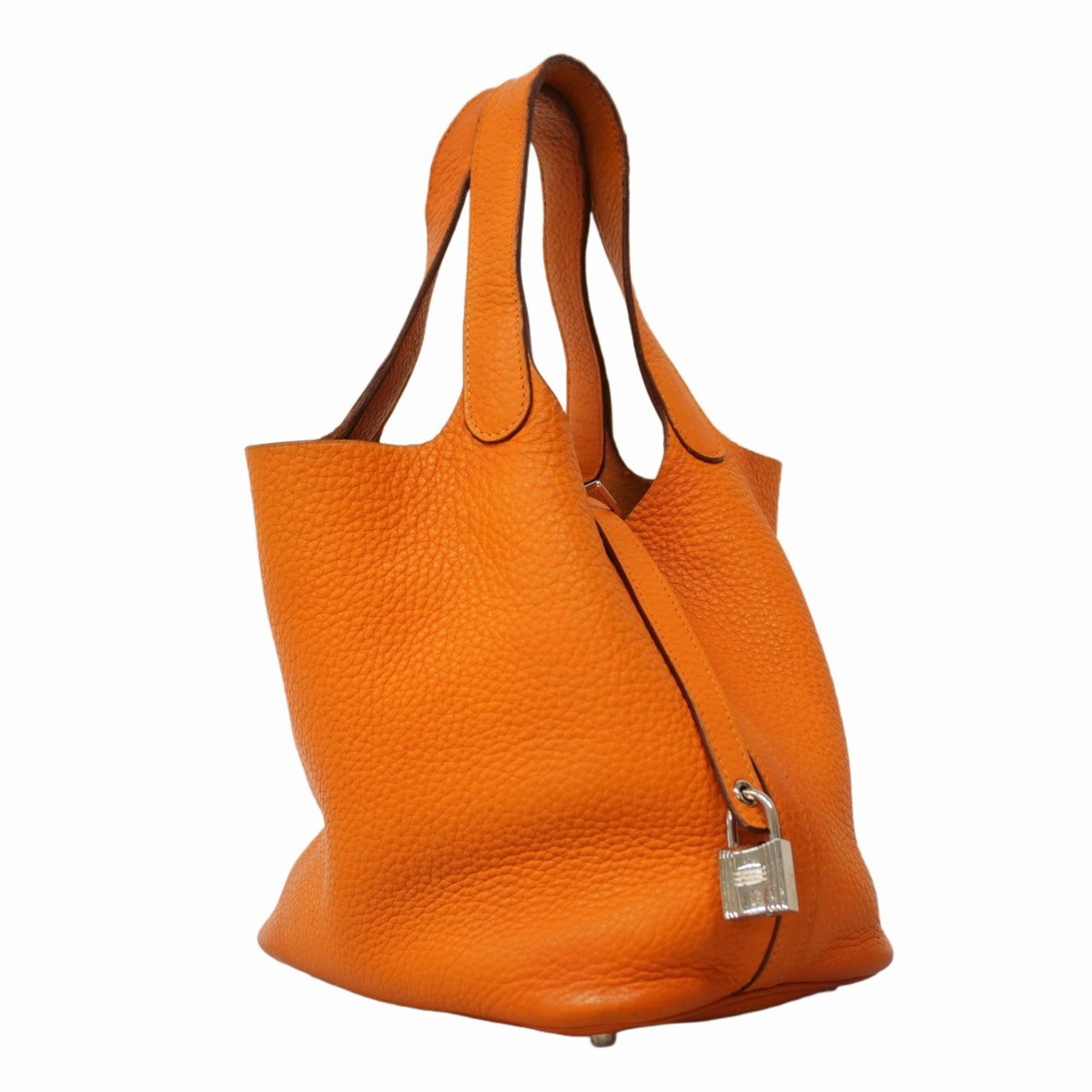 Hermes handbag Picotin Lock PM Taurillon Clemence orange □M engraved ladies