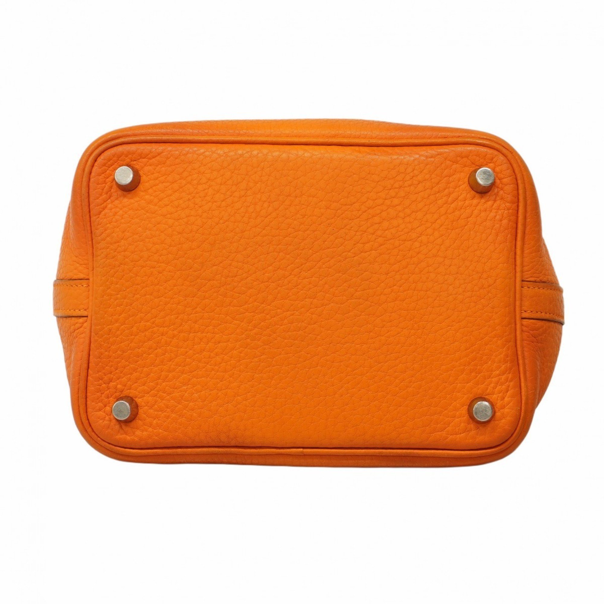 Hermes handbag Picotin Lock PM Taurillon Clemence orange □M engraved ladies