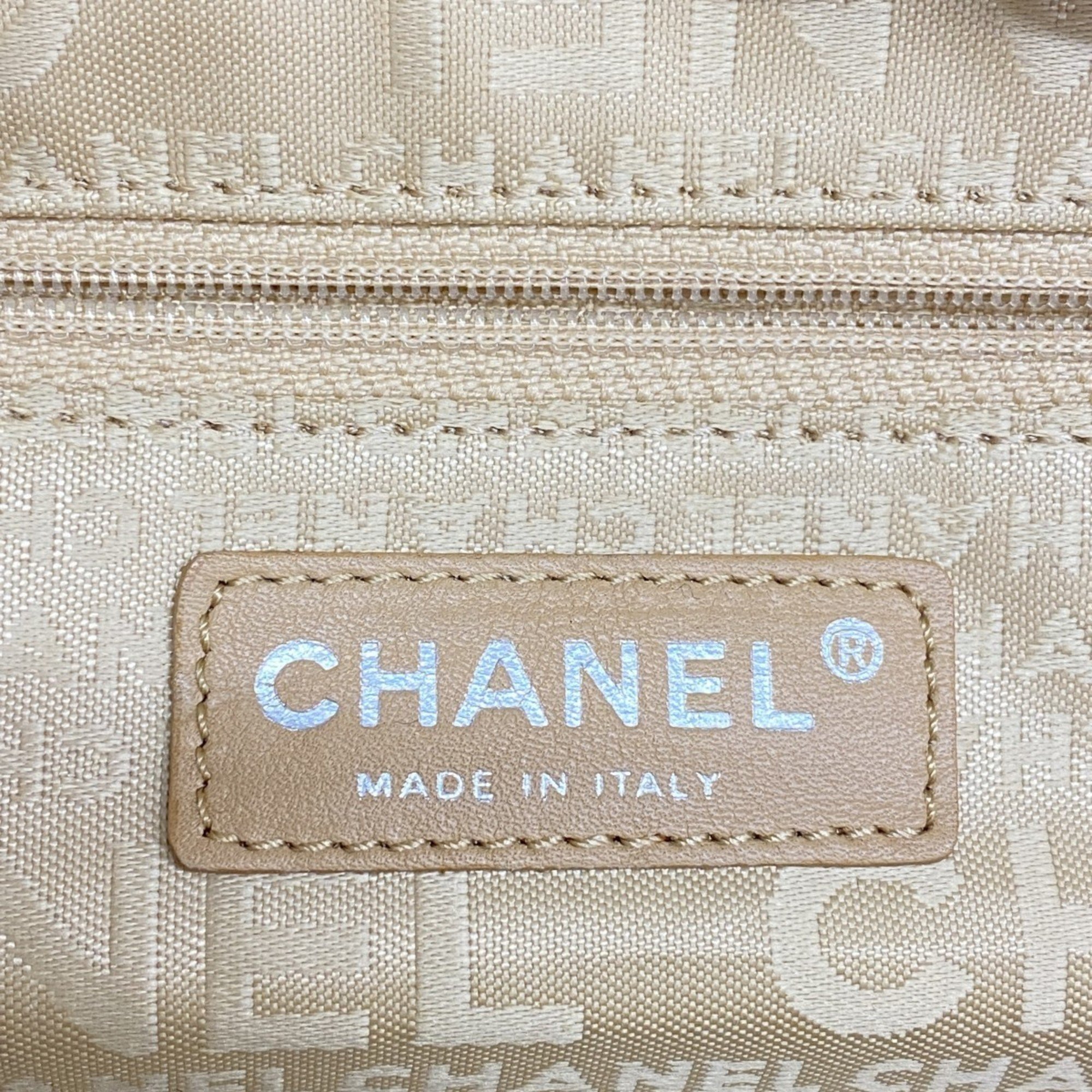 Chanel Shoulder Bag Chocolate Bar Caviar Skin Beige Women's