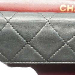 Chanel Shoulder Bag Matelasse W Chain Lambskin Black Women's