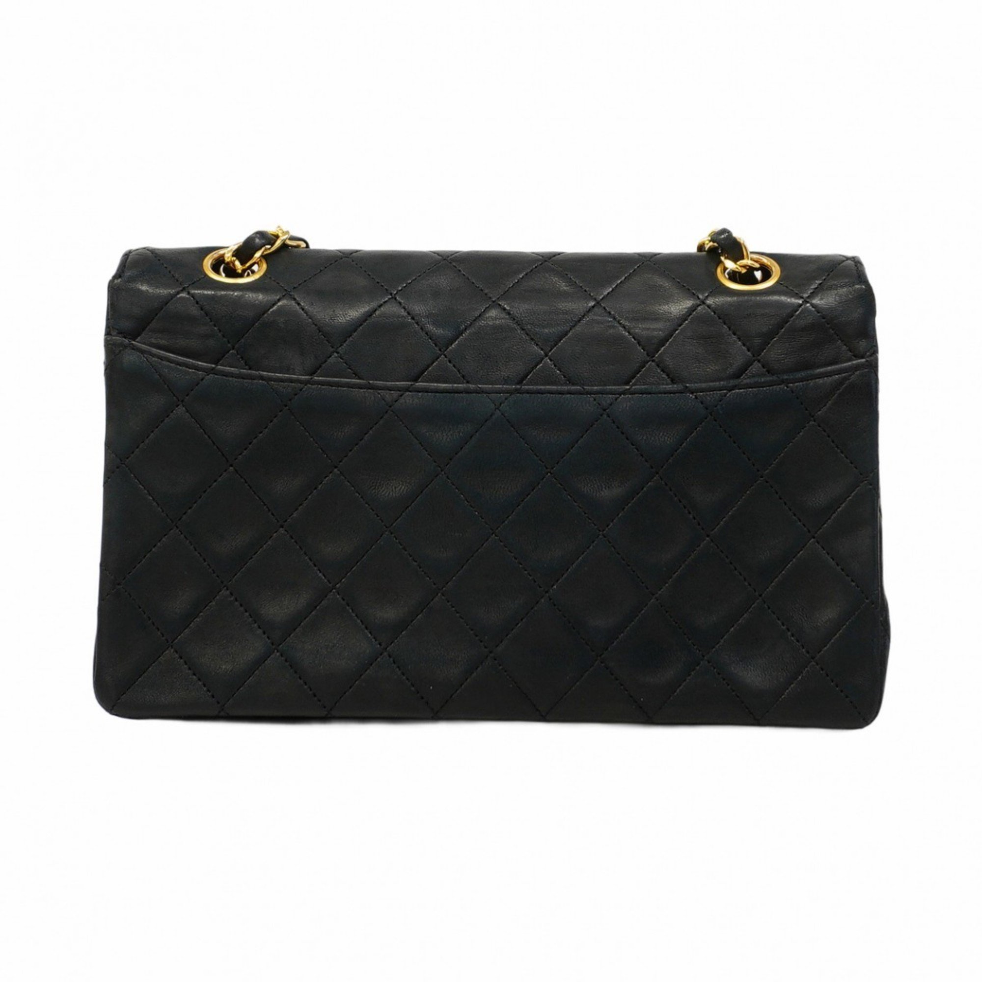 Chanel Shoulder Bag Matelasse W Chain Lambskin Black Women's