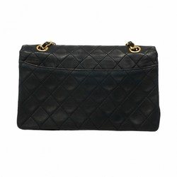 Chanel Shoulder Bag Matelasse W Chain Lambskin Black Women's