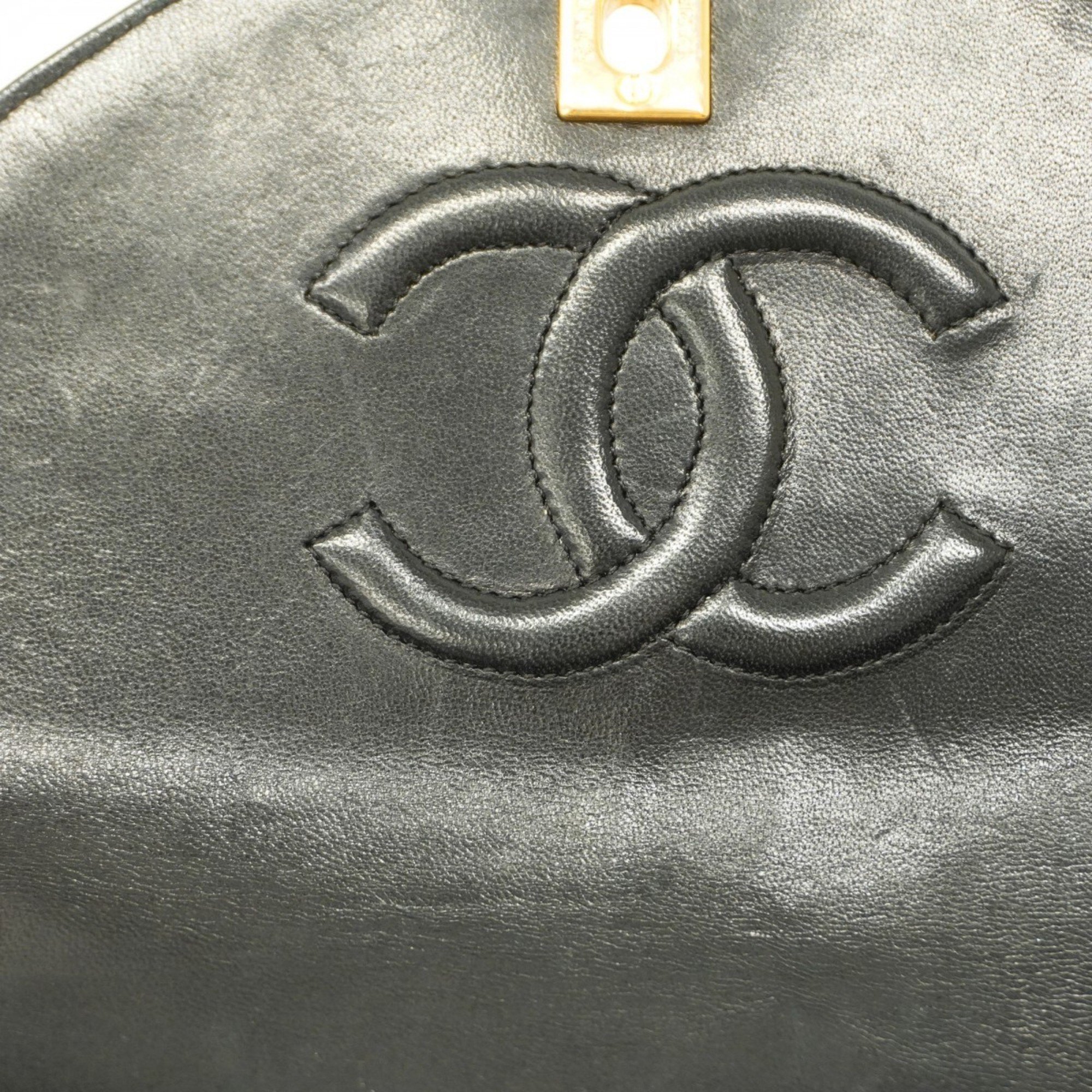 Chanel Shoulder Bag Matelasse Chain Lambskin Black Women's