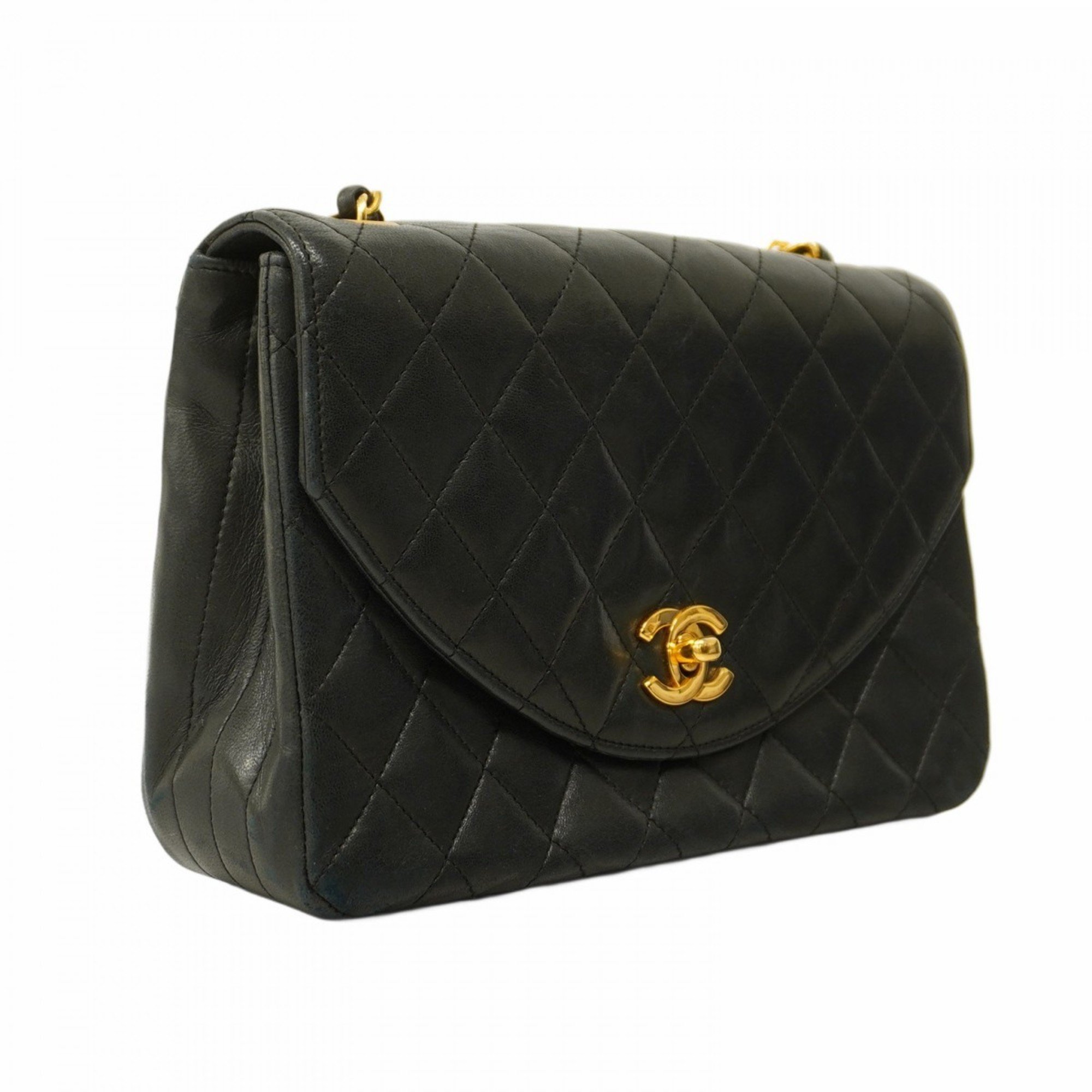 Chanel Shoulder Bag Matelasse Chain Lambskin Black Women's