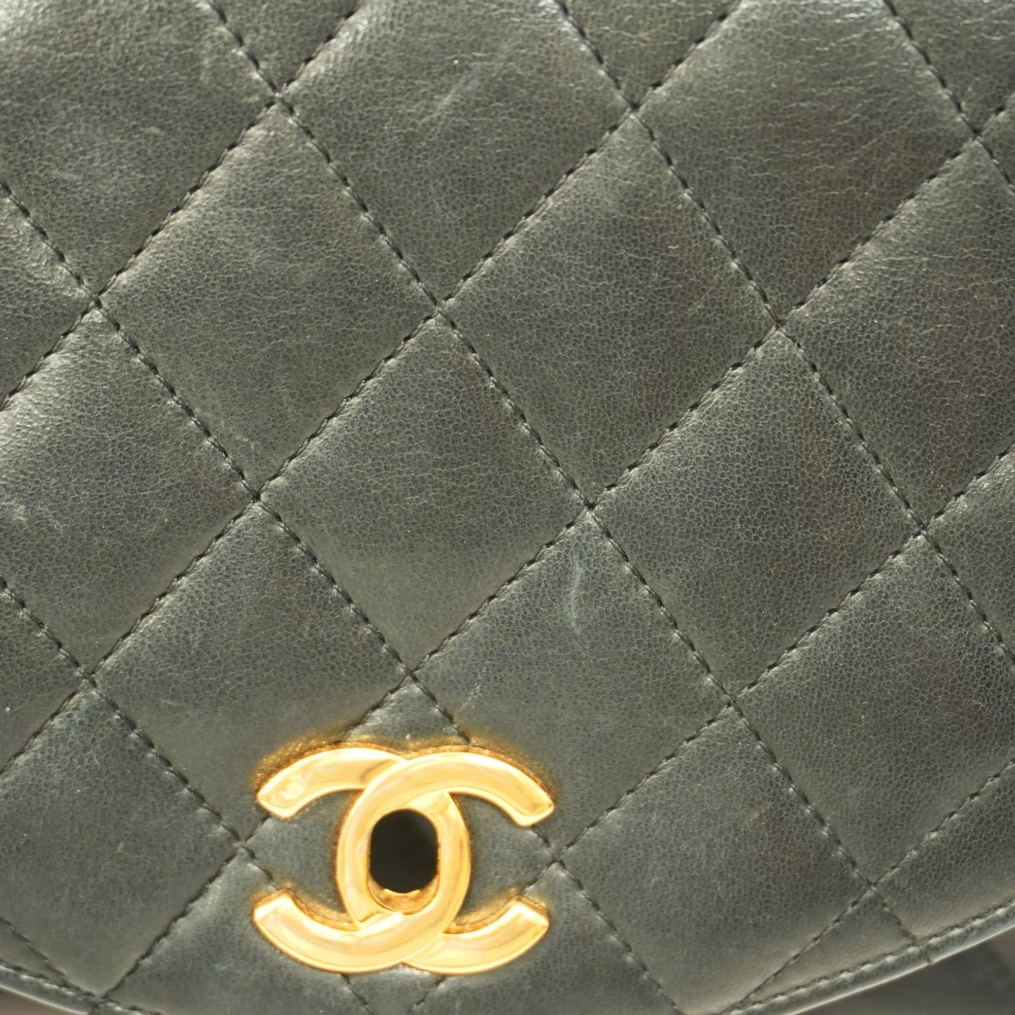 Chanel Shoulder Bag Matelasse Chain Lambskin Black Women's