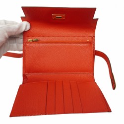 Hermes Tri-fold Wallet Kelly Medium Chevre Rouge Tomato X Engraved Ladies