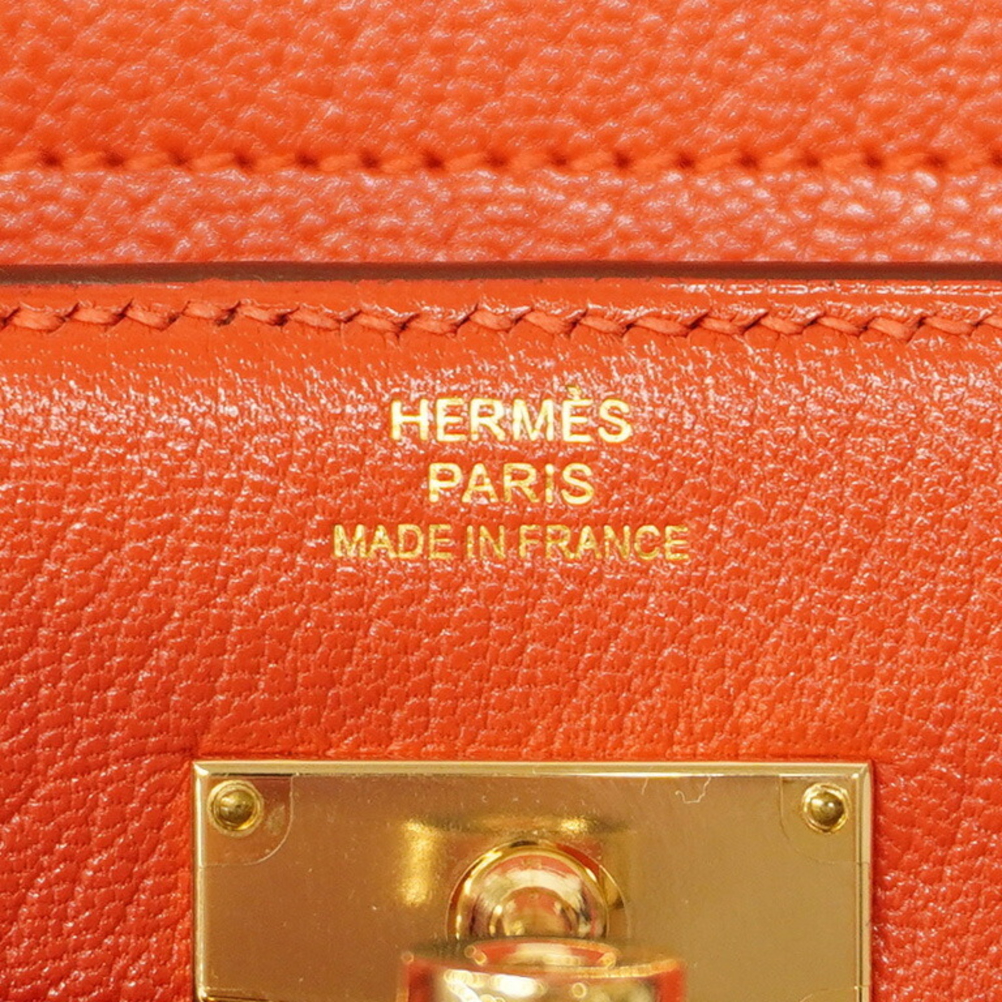 Hermes Tri-fold Wallet Kelly Medium Chevre Rouge Tomato X Engraved Ladies