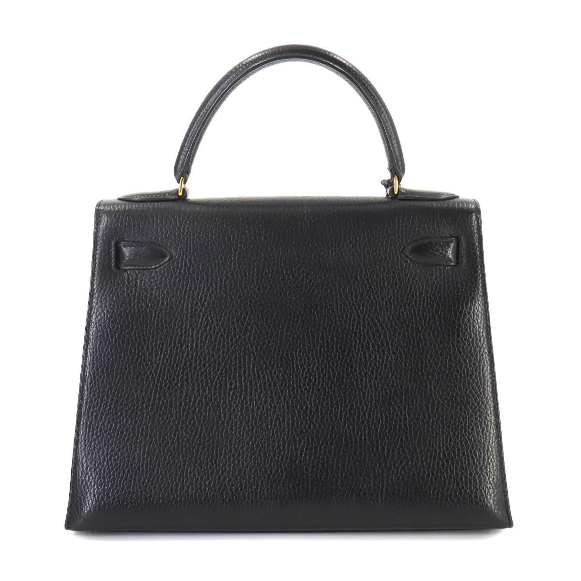 Hermes Kelly 28 2way Hand Shoulder Bag Ardennes Black Outer Stitching Gold Hardware