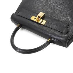 Hermes Kelly 28 2way Hand Shoulder Bag Ardennes Black Outer Stitching Gold Hardware