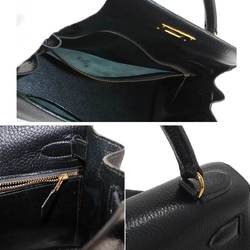 Hermes Kelly 28 2way Hand Shoulder Bag Ardennes Black Outer Stitching Gold Hardware