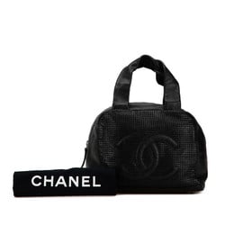 Chanel Coco Mark Mesh Handbag Boston Bag Black Caviar Skin Women's CHANEL