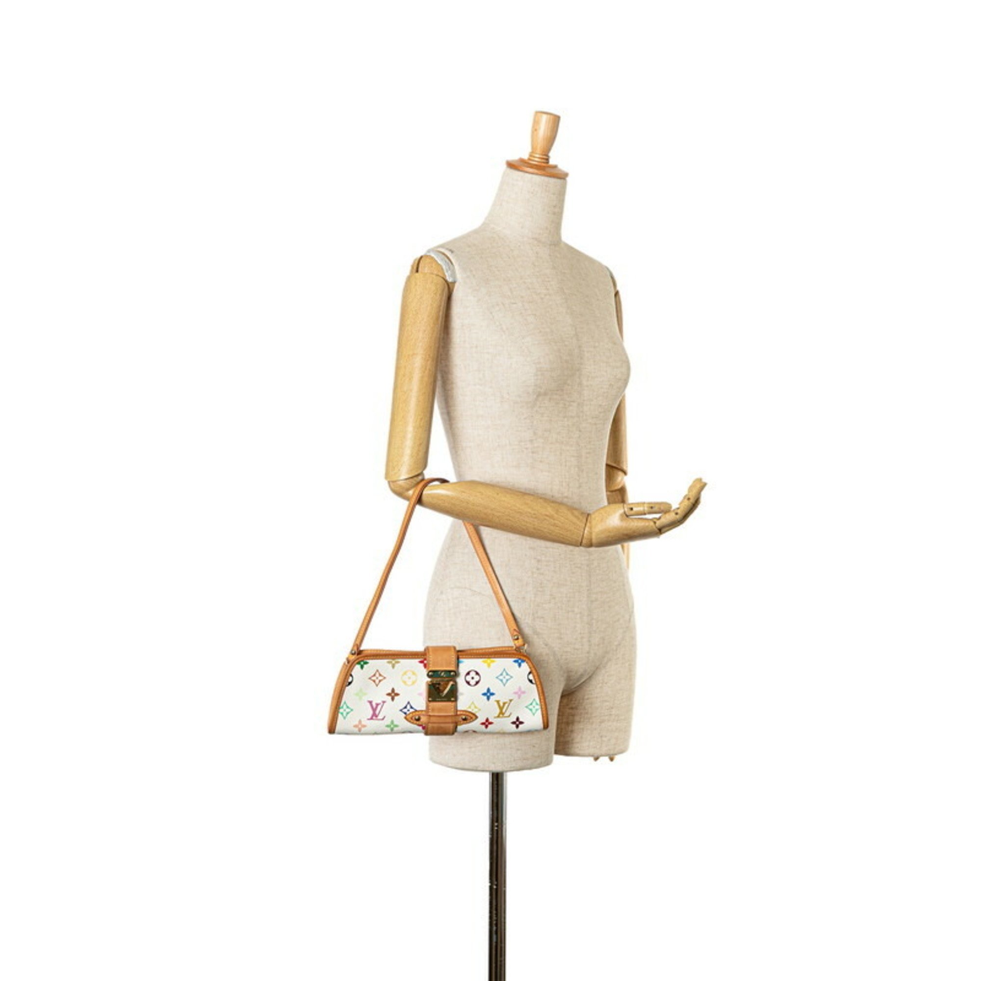 Louis Vuitton Monogram Multicolor Shirley Handbag Shoulder Bag M40049 Blanc White PVC Leather Women's LOUIS VUITTON