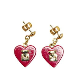 Louis Vuitton Bouc de Reuil Lock Me Heart Earrings M66790 Gold Pink Plated Women's LOUIS VUITTON