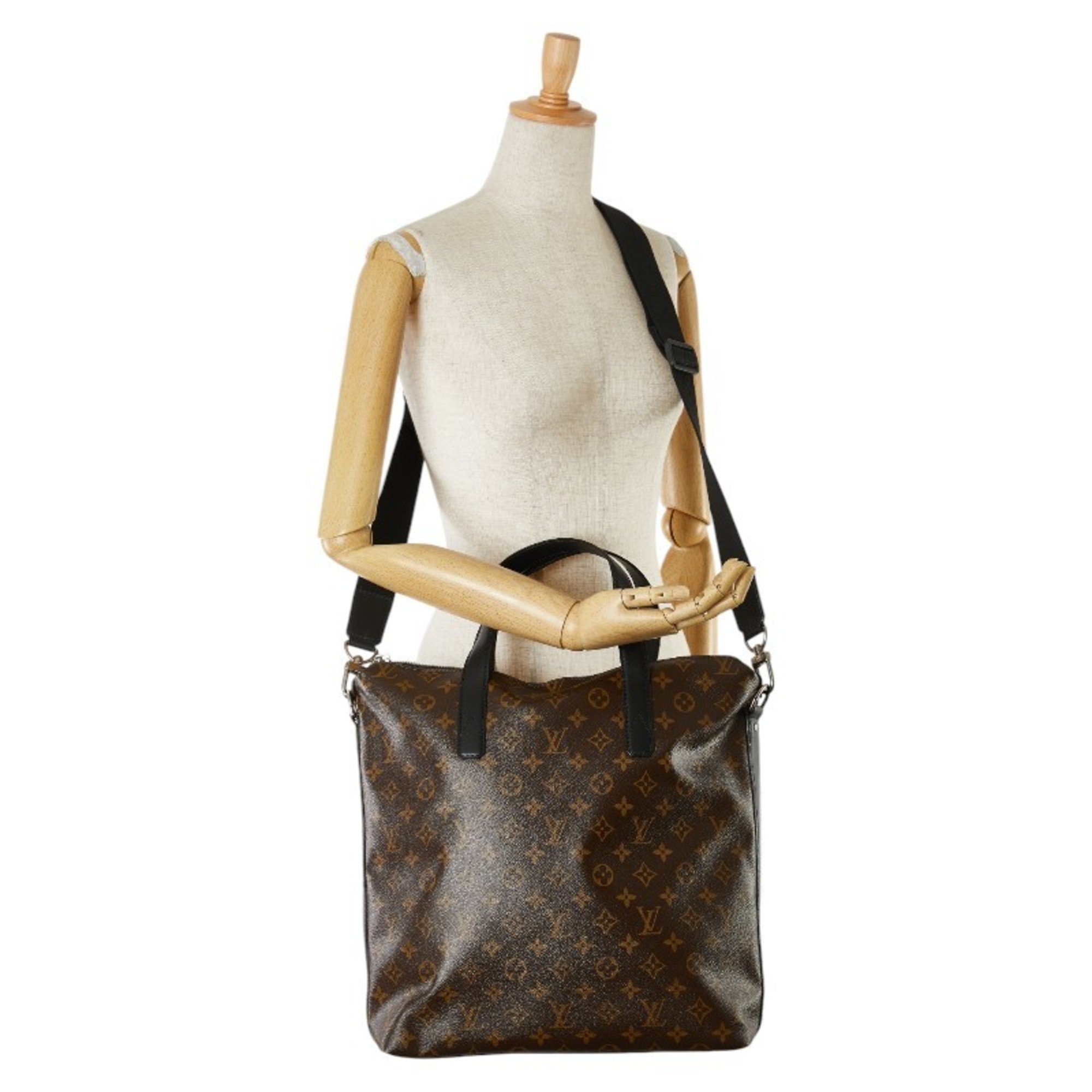 Louis Vuitton Monogram Macassar Kitan Tote Bag Shoulder M40388 Brown Black PVC Leather Men's LOUIS VUITTON