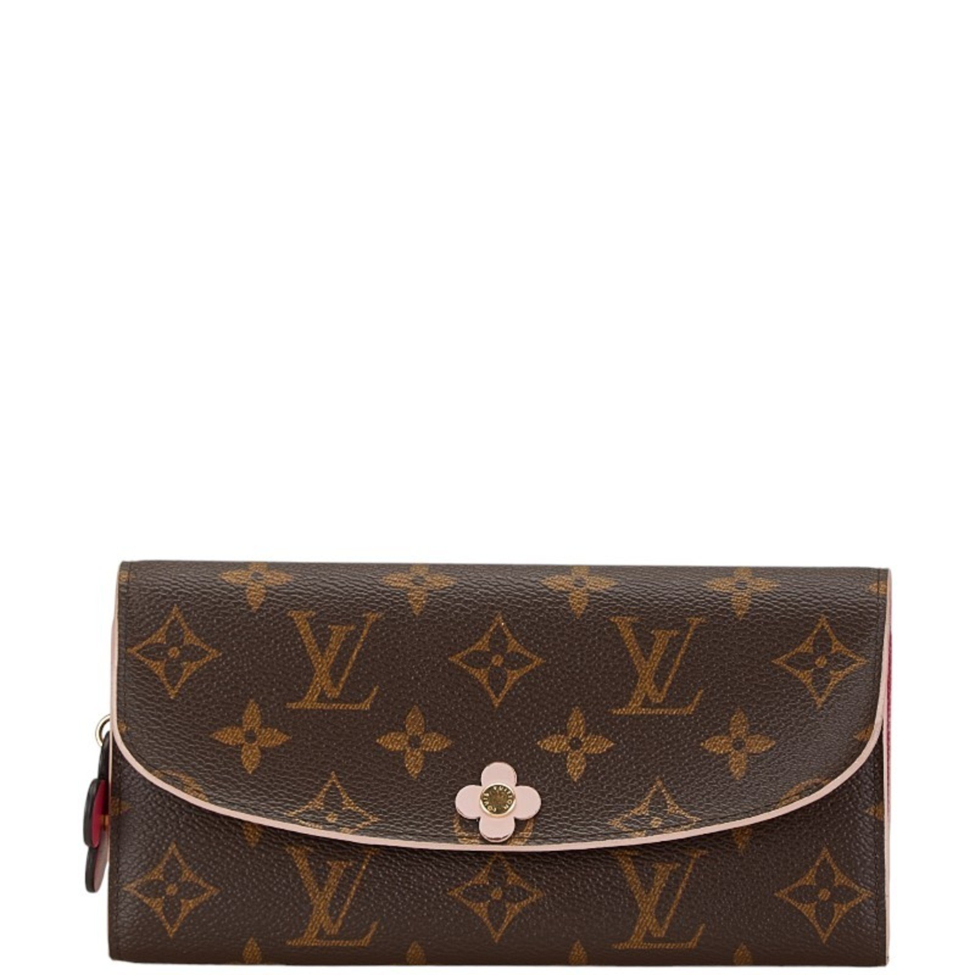 Louis Vuitton Monogram Portefeuille Emily Long Wallet M64202 Brown Rose Ballerine Pink PVC Women's LOUIS VUITTON