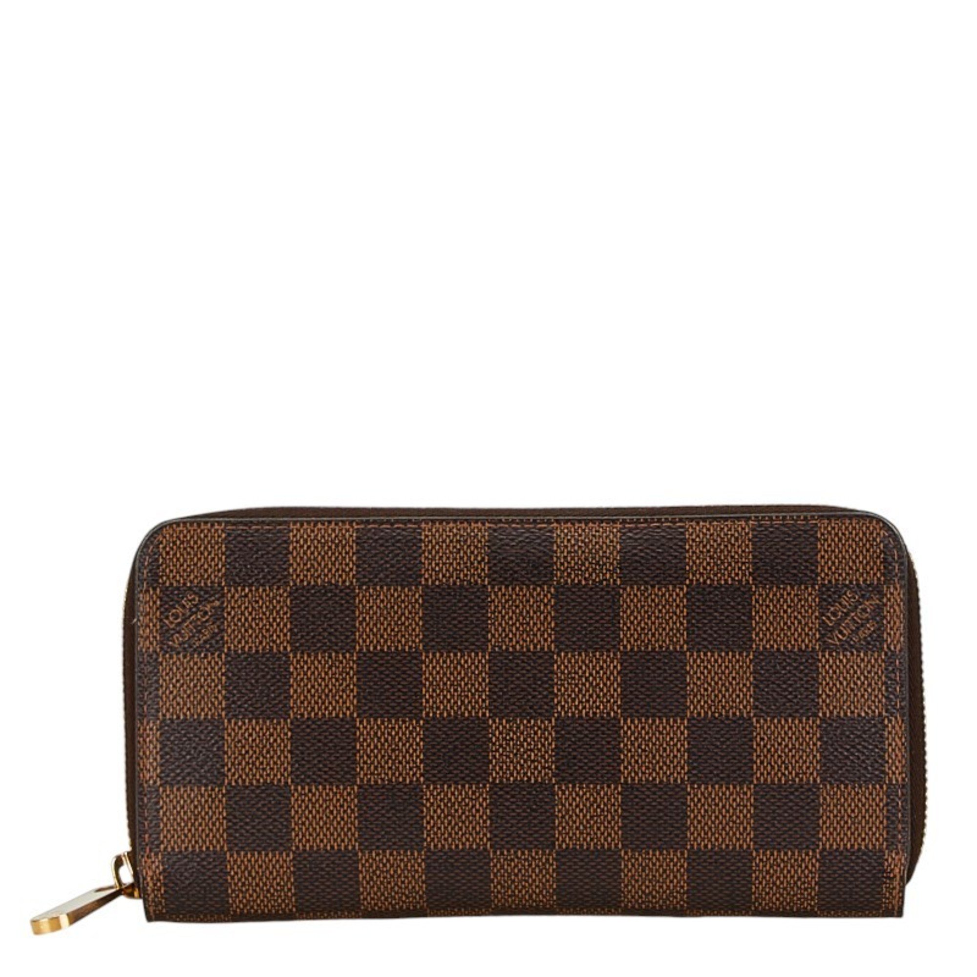 Louis Vuitton Damier Zippy Wallet Round Long N60015 Brown PVC Leather Women's LOUIS VUITTON