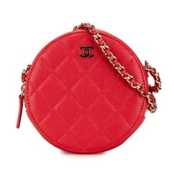 Chanel Matelasse Chain Shoulder Bag Red Caviar Skin Women's CHANEL