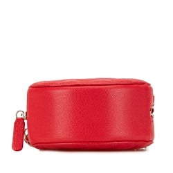 Chanel Matelasse Chain Shoulder Bag Red Caviar Skin Women's CHANEL