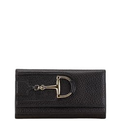 Gucci Horsebit Long Wallet 154257 Black Leather Women's GUCCI