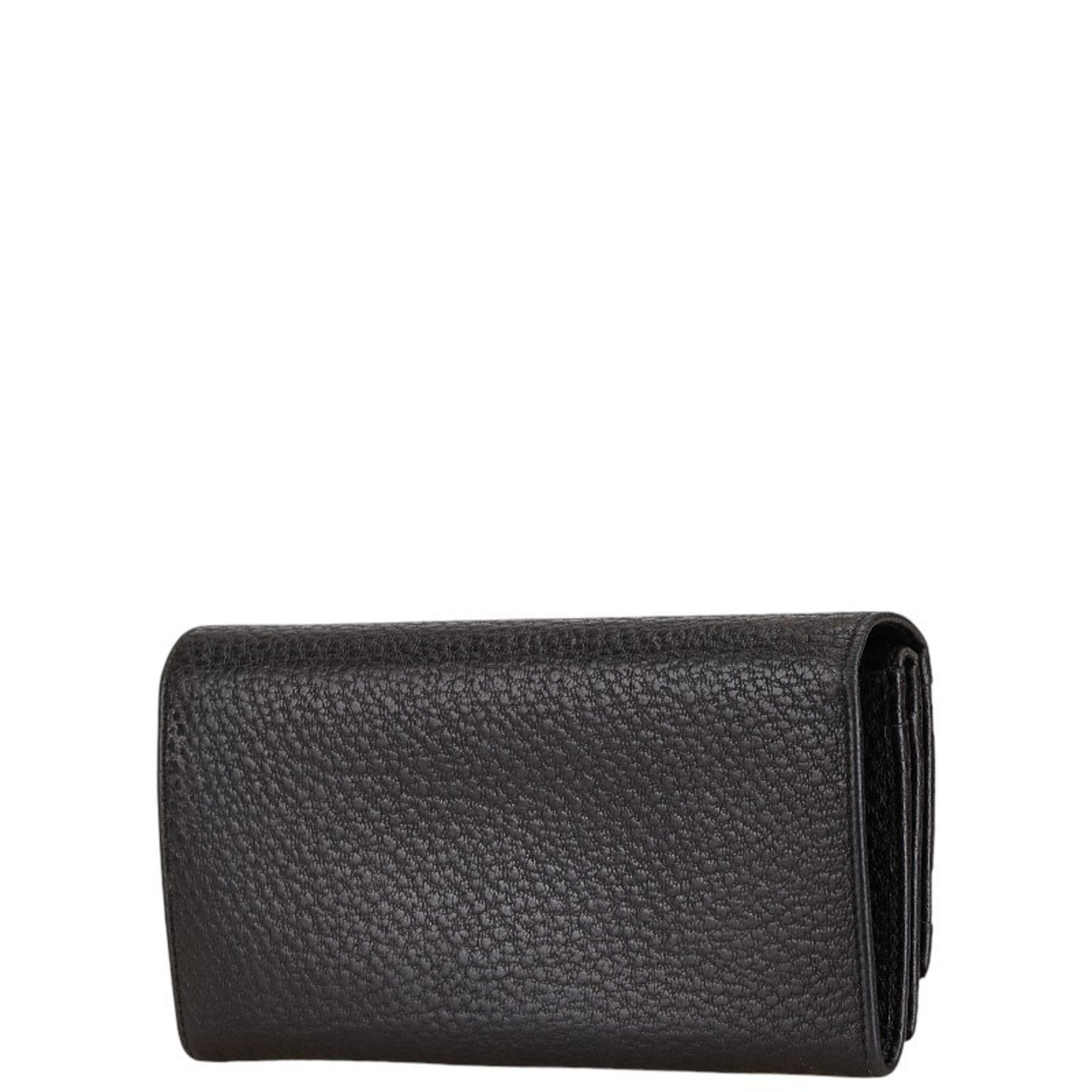 Gucci Horsebit Long Wallet 154257 Black Leather Women's GUCCI