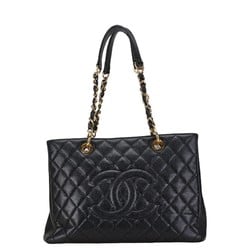 Chanel Matelasse Coco Mark Tote Bag Shoulder Black Caviar Skin Women's CHANEL