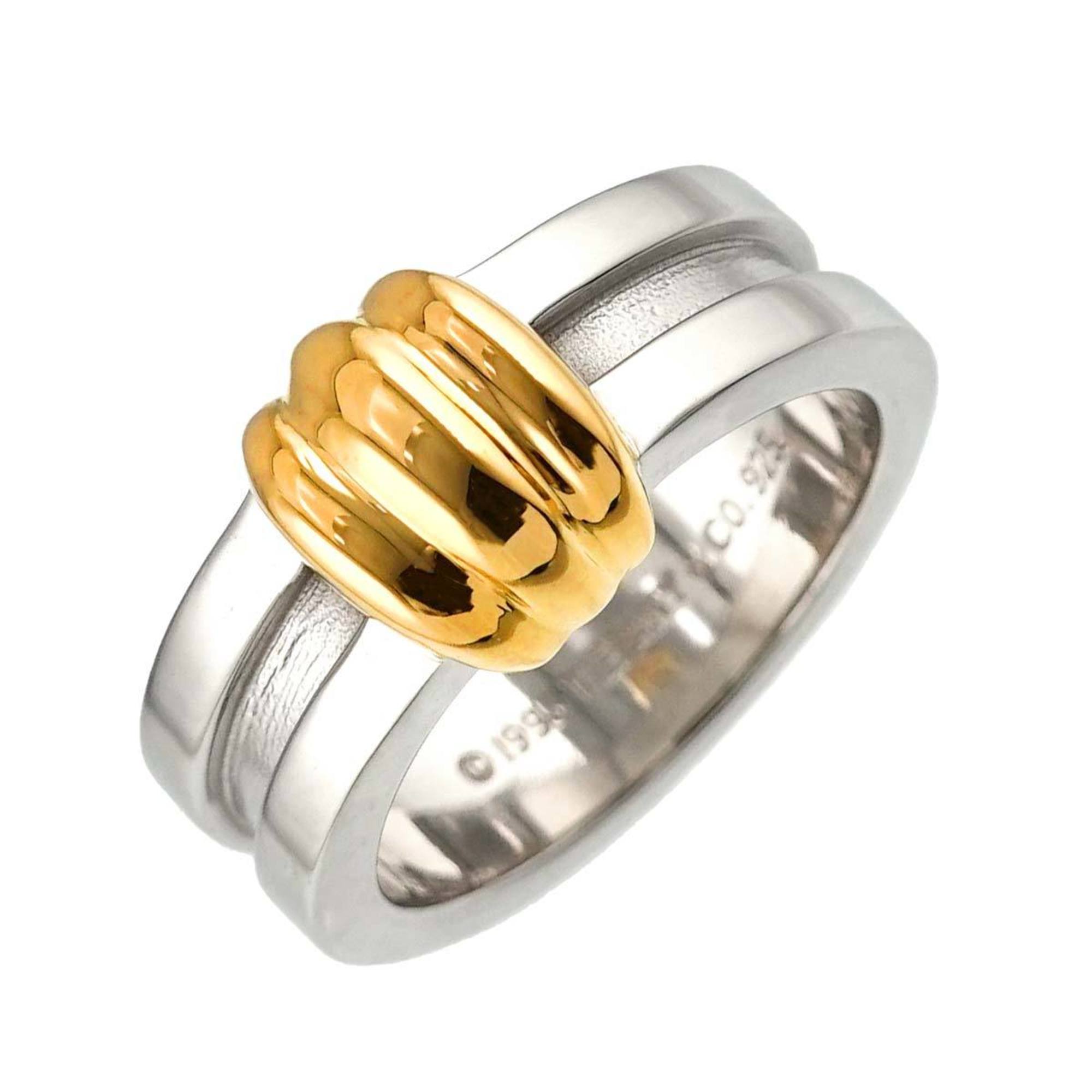 Tiffany & Co. Grooved Ring Size 13 K18 YG SV Yellow Gold 750 Silver