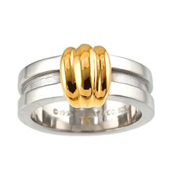 Tiffany & Co. Grooved Ring Size 13 K18 YG SV Yellow Gold 750 Silver