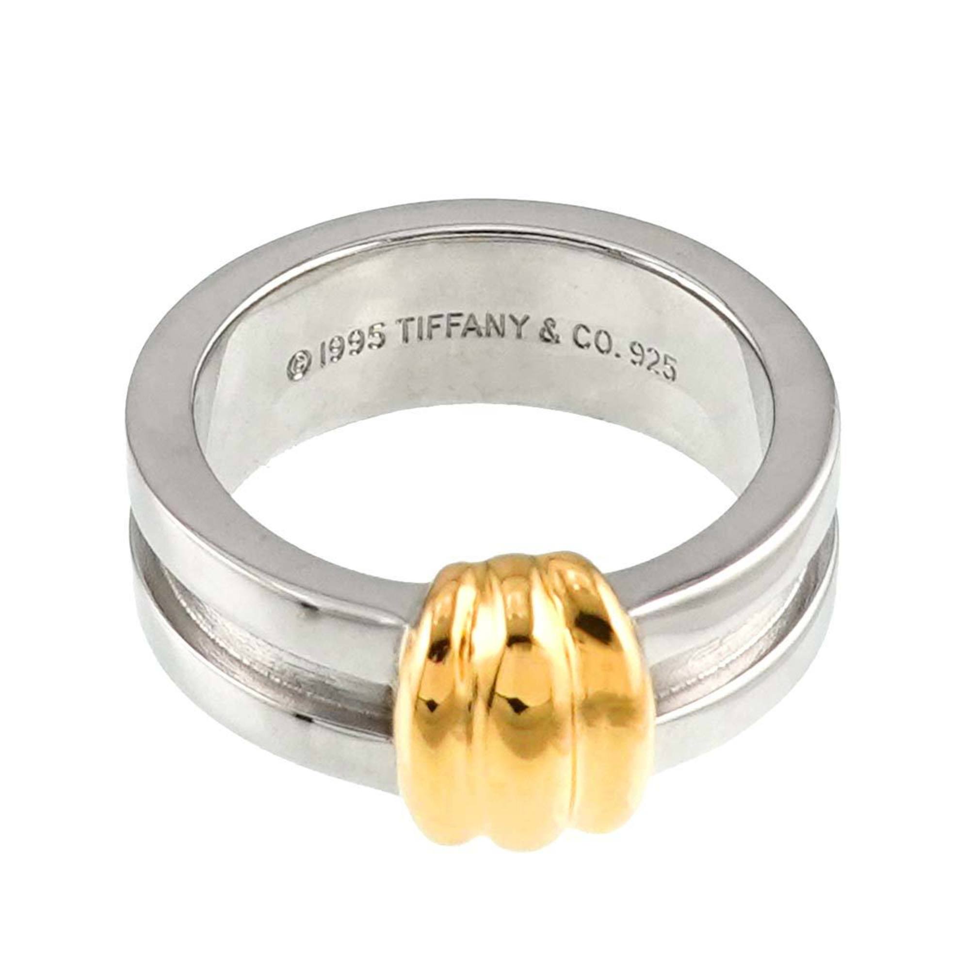 Tiffany & Co. Grooved Ring Size 13 K18 YG SV Yellow Gold 750 Silver