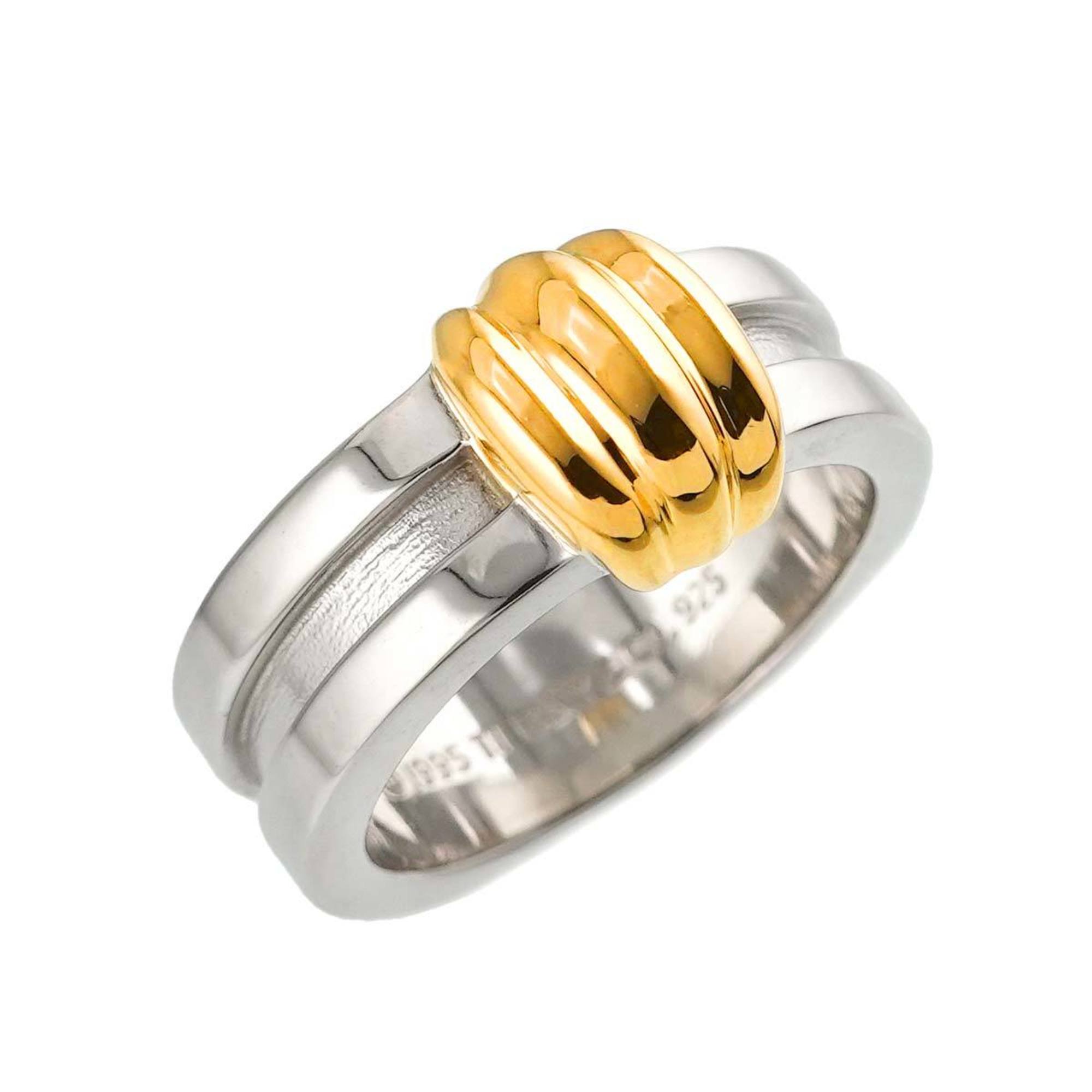 Tiffany & Co. Grooved Ring Size 13 K18 YG SV Yellow Gold 750 Silver