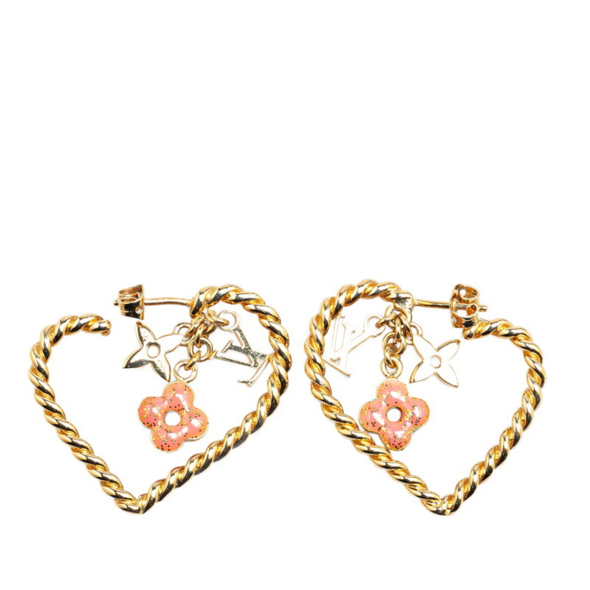 Louis Vuitton Boucle d'Oreille Sweet Monogram In My Heart Earrings M65948 Gold Plated Women's LOUIS VUITTON