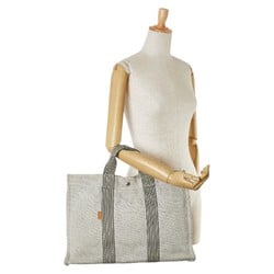 Hermes New Foult Tote MM Bag Grey Black Canvas Women's HERMES