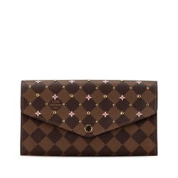 Louis Vuitton Damier Portefeuille Sarah Studs Long Wallet N60476 Brown PVC Leather Women's LOUIS VUITTON