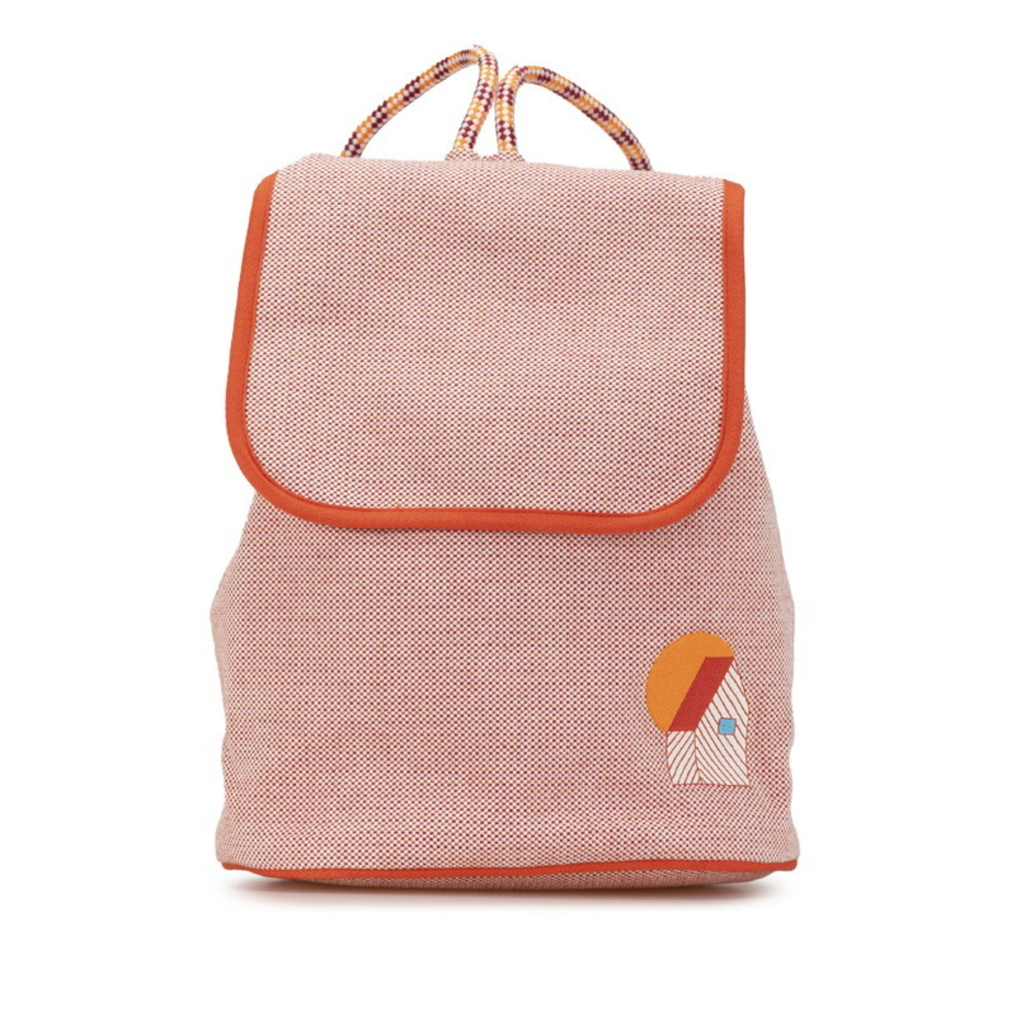 Hermes Les Rucksack Backpack Orange Raspberry Toile Chevron Women's HERMES