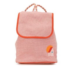 Hermes Les Rucksack Backpack Orange Raspberry Toile Chevron Women's HERMES