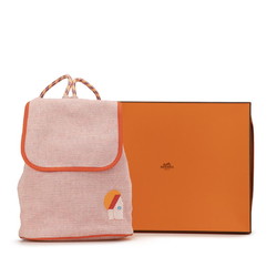 Hermes Les Rucksack Backpack Orange Raspberry Toile Chevron Women's HERMES